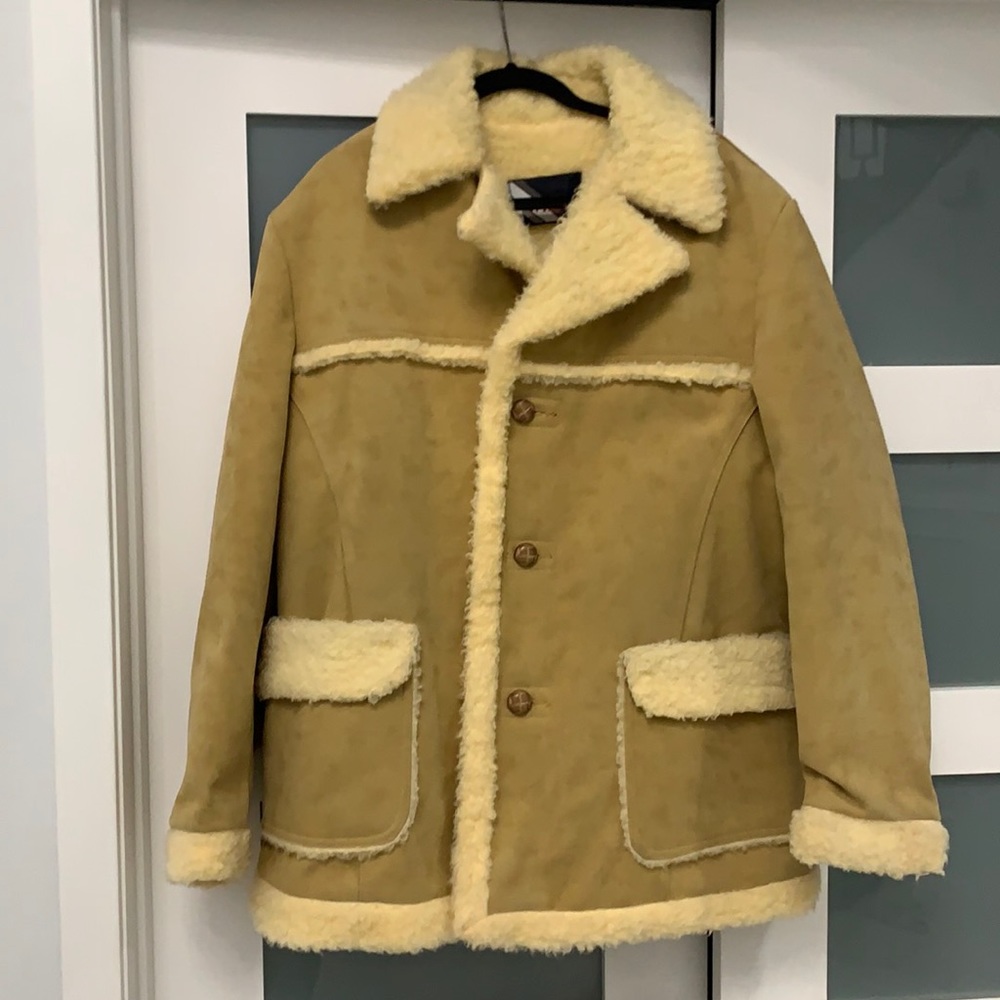 Vintage Rugged Unisex Faux Sheepskin Shearling Jacket Coat